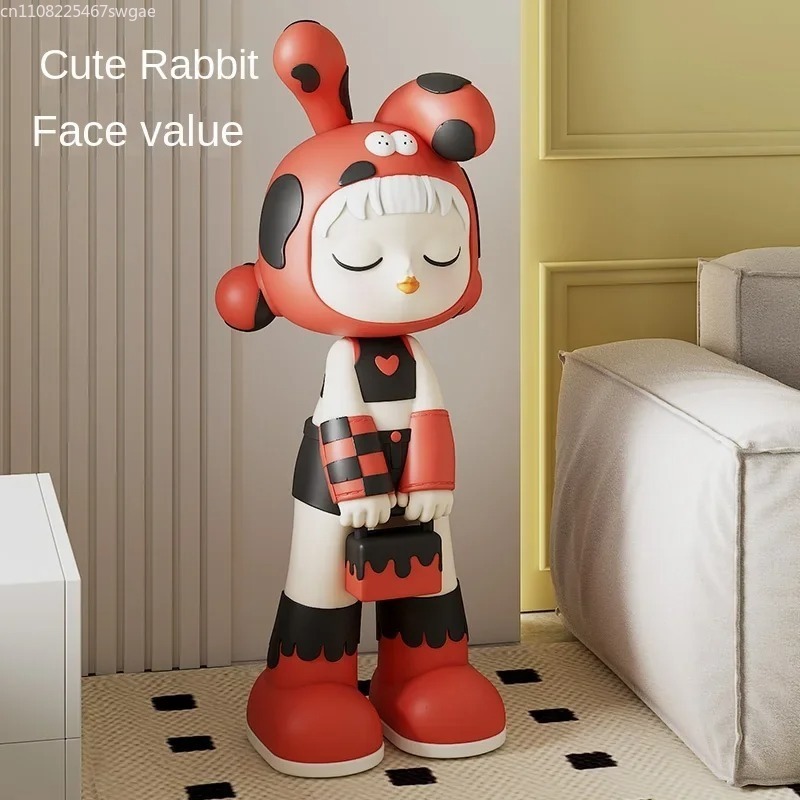 Resin Crafts - アートカートゥーンガール像 室内ファッションキャラクターモデル レジン工芸品 店舗 オフィス装飾アクセサリー モダンホームデコレーション