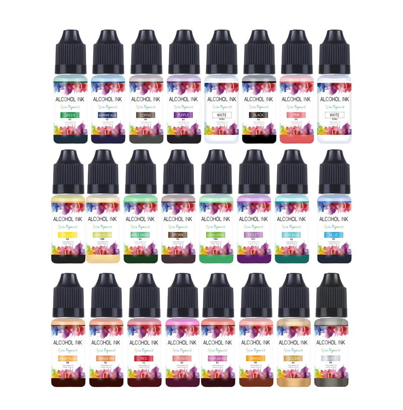 Resin Dye Alcohol - エポキシ樹脂拡散顔料,アルコールインク,液体着色剤,日曜大工,UVエポキシ樹脂型,22色,ボトルあたり10ml