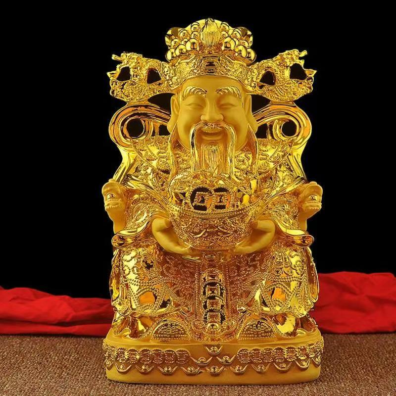 Resin Crafts - 風水金運の神様像、幸運の樹像、樹脂製置物、家の装飾、玄関、リビングルームの工芸品