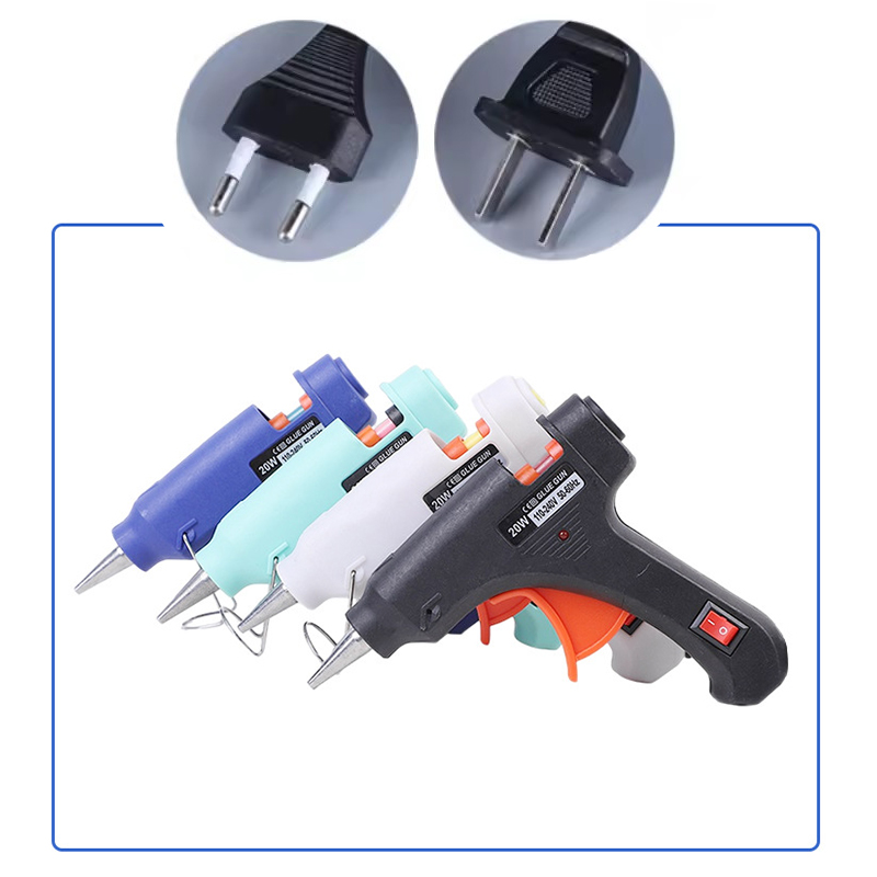 Heat Gun Small - 20Wミニホットメルトグルーガン EU電気DIYクラフト工業用家庭用修理ツール、サーモヒート温度調節機能付き、7MMグルースティック対応
