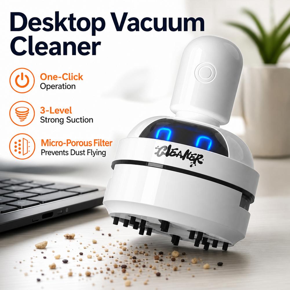 Vacuum Chamber Small - 静音デスクトップミニ掃除機 3段階調整可能な吸引力 キーボードクリーナー 消しゴム ダストスイーパー マイクロフィルター付き