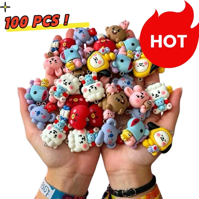 Resin Craft Supplies - 7 個 BT21 樹脂漫画チャーム DIY アクセサリークラフト用品ジュエリー作成用イヤリングネックレスブレスレットペンダント電話デコ