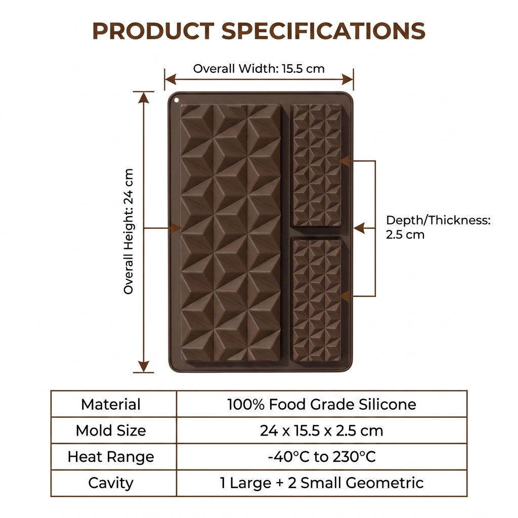 2-in-1シリコン製チョコレートバー型、キャンディー、フォ - Silicone Mold Tray のレビューと価格