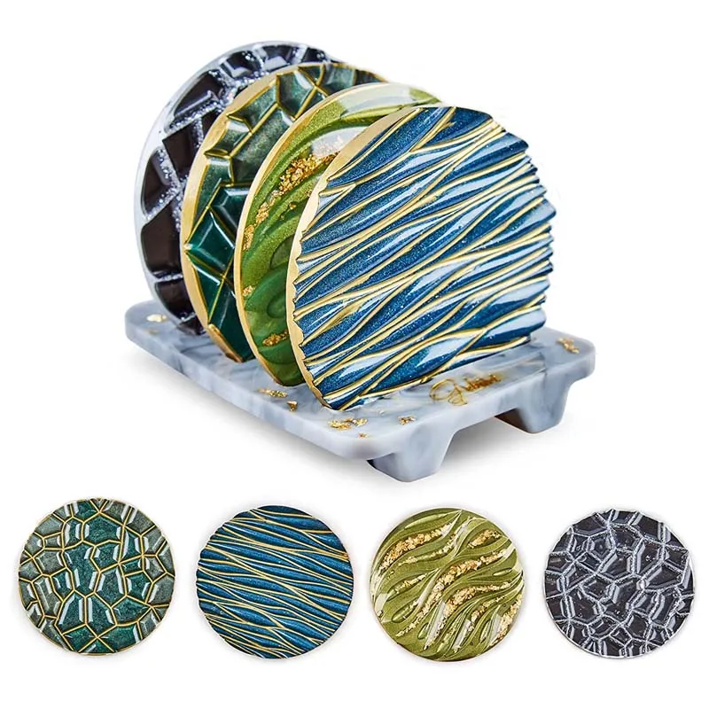 DIY クリスタルエポキシモールド波ダイヤモンド底コースター - Coaster Mold Round のレビューと価格