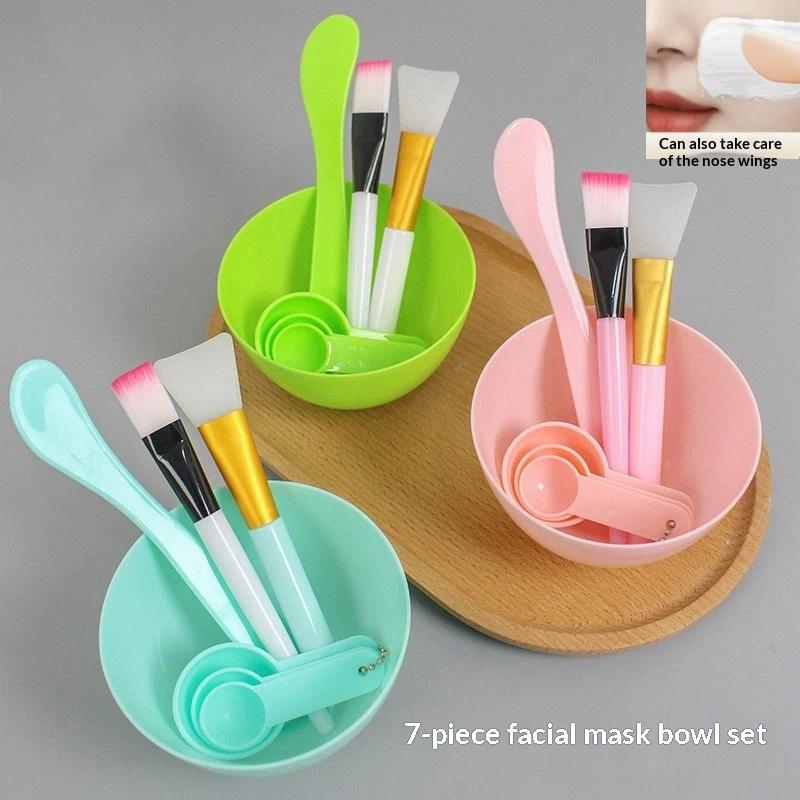 【7点セット DIY フェイスマスク混合ツール フェイスマス - Mixing Cup Silicone のレビューと価格