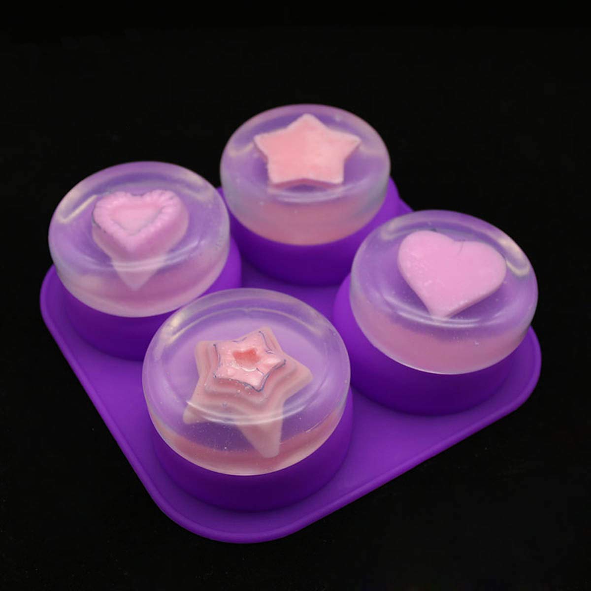 1-2個入り 4つの空洞を持つ再利用可能な丸型シリコン石鹸型 - Coaster Mold Round のレビューと価格