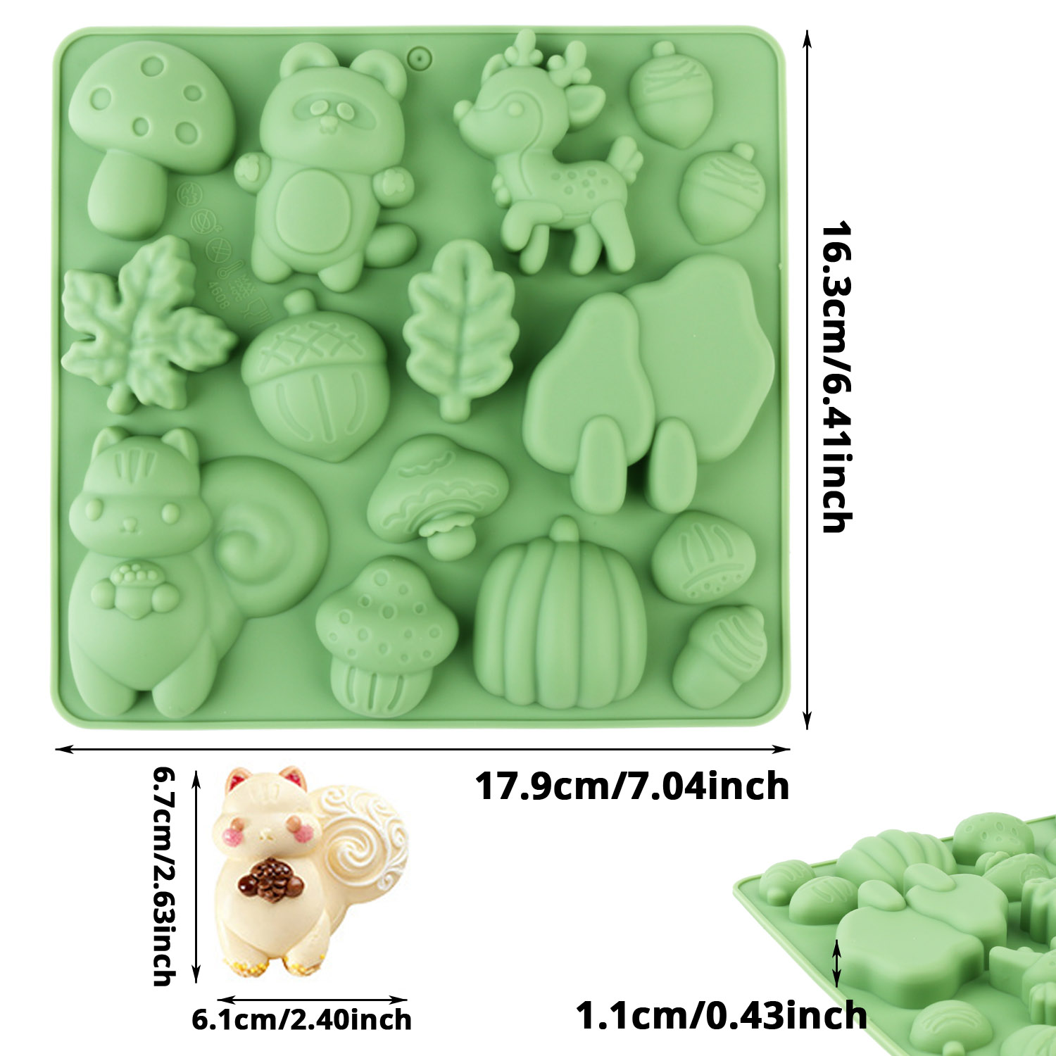 1個の動物の形をしたシリコンケーキ型、リスや鹿など、様々な動 - Resin Craft Supplies のレビューと価格