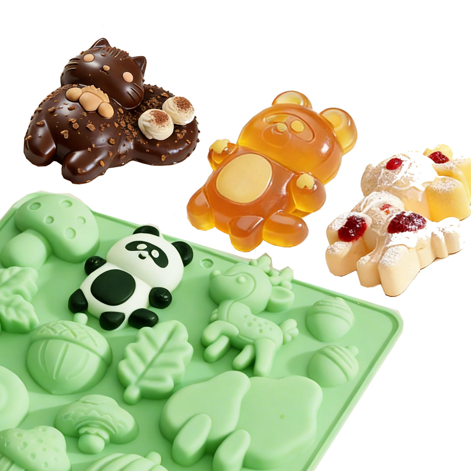 1個の動物の形をしたシリコンケーキ型、リスや鹿など、様々な動 - Resin Craft Supplies のレビューと価格