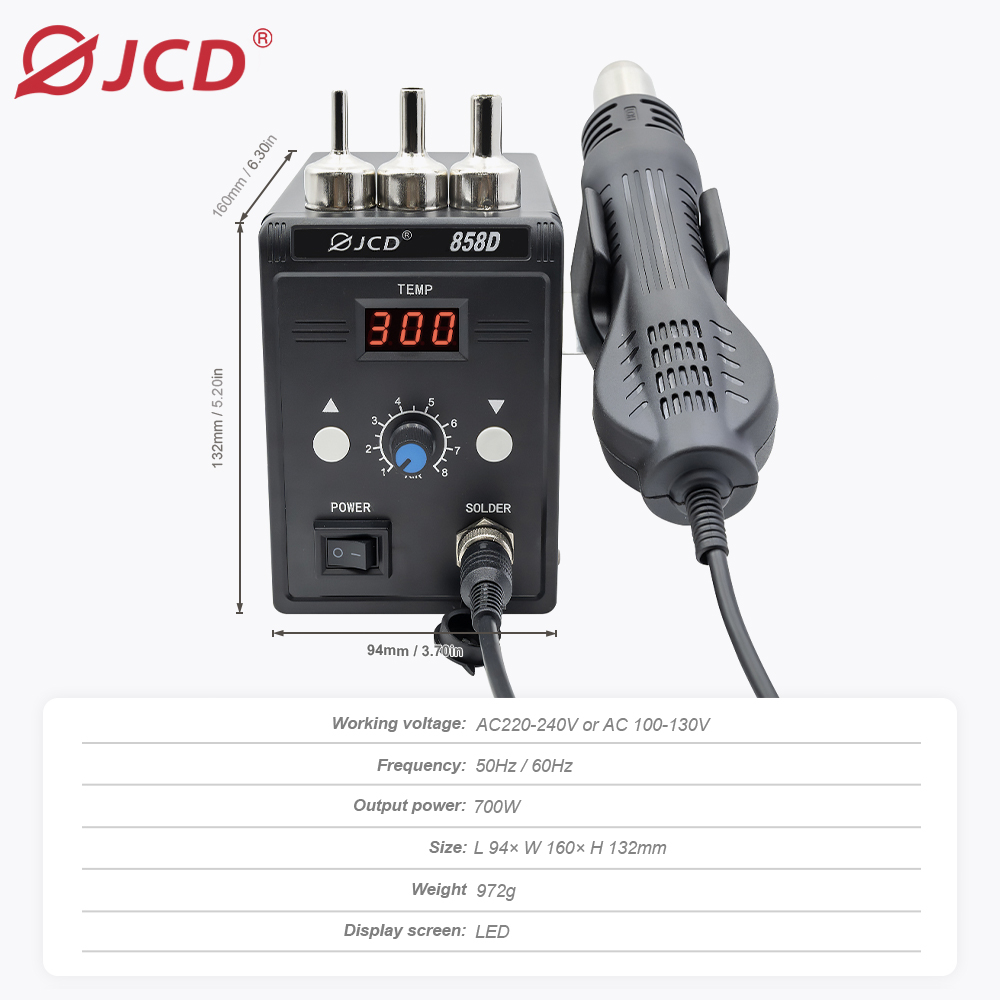 JCD ホットエアガン 858D 700 ワット BGA リ - Heat Gun Small のレビューと価格